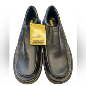 TredSafe Black Slip On  Laceless Easy Twin Gore Leather Anti Slip Shoes Size 14